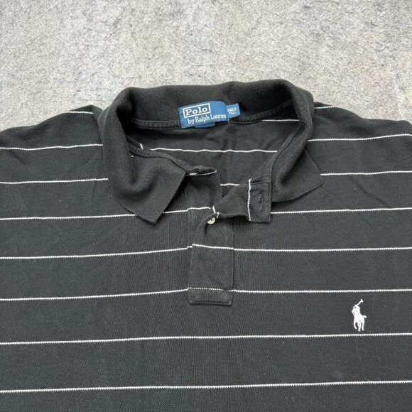 Polo Ralph Lauren Polo Shirt Men 3XLT Black White Striped Short Sleeve - Picture 1 of 13